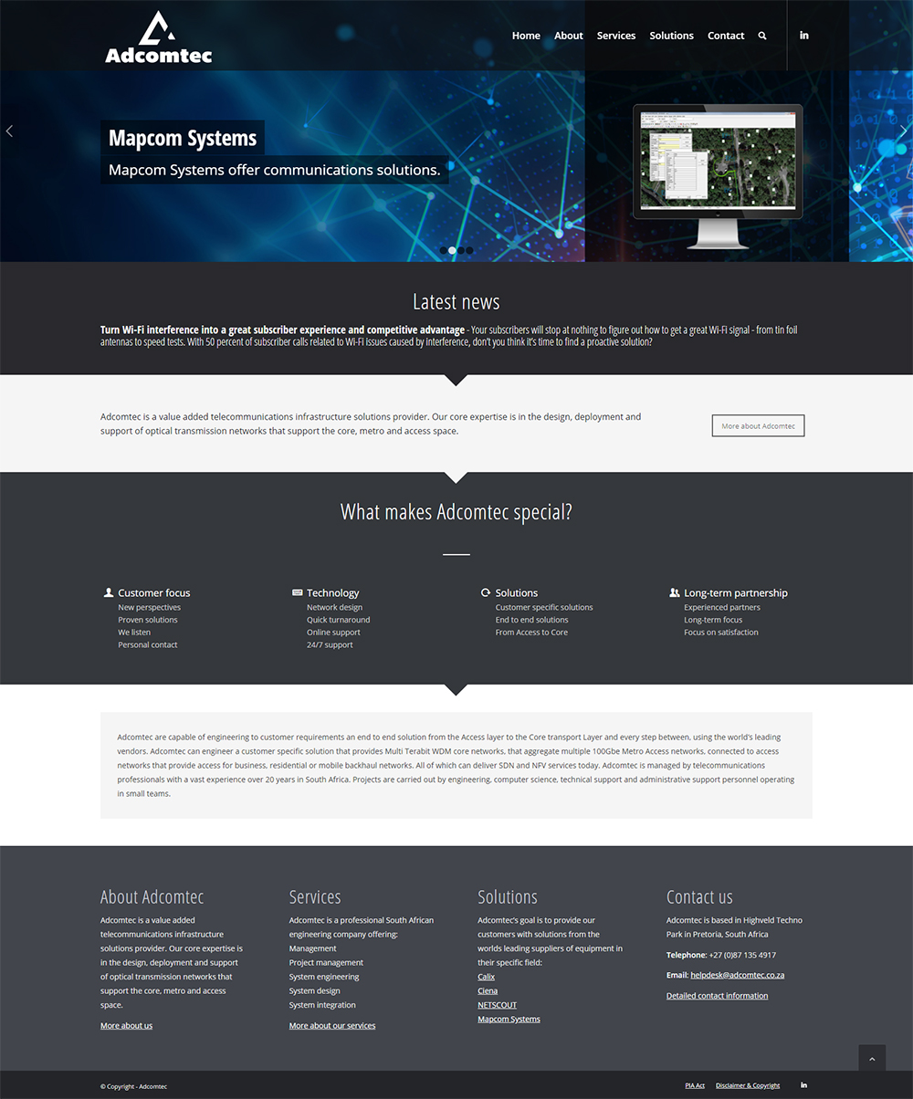 Adcomtec website home page