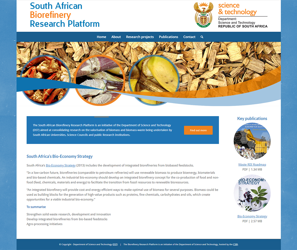 South African Biorefinery Research Platform website home page
