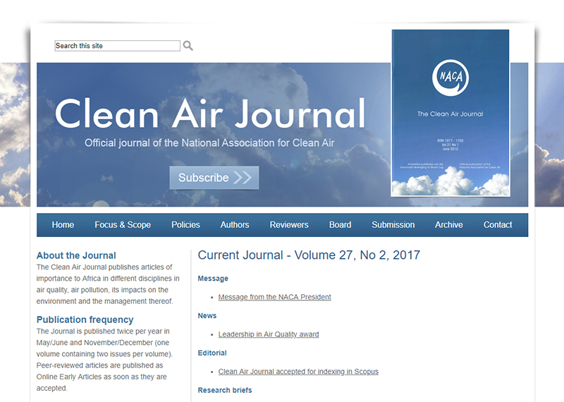 Clean Air Journal website