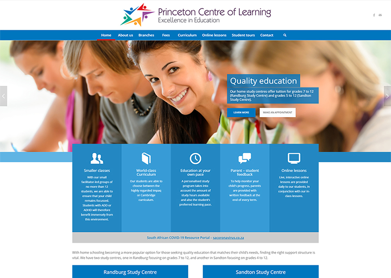 Princeton Centre of Learning website