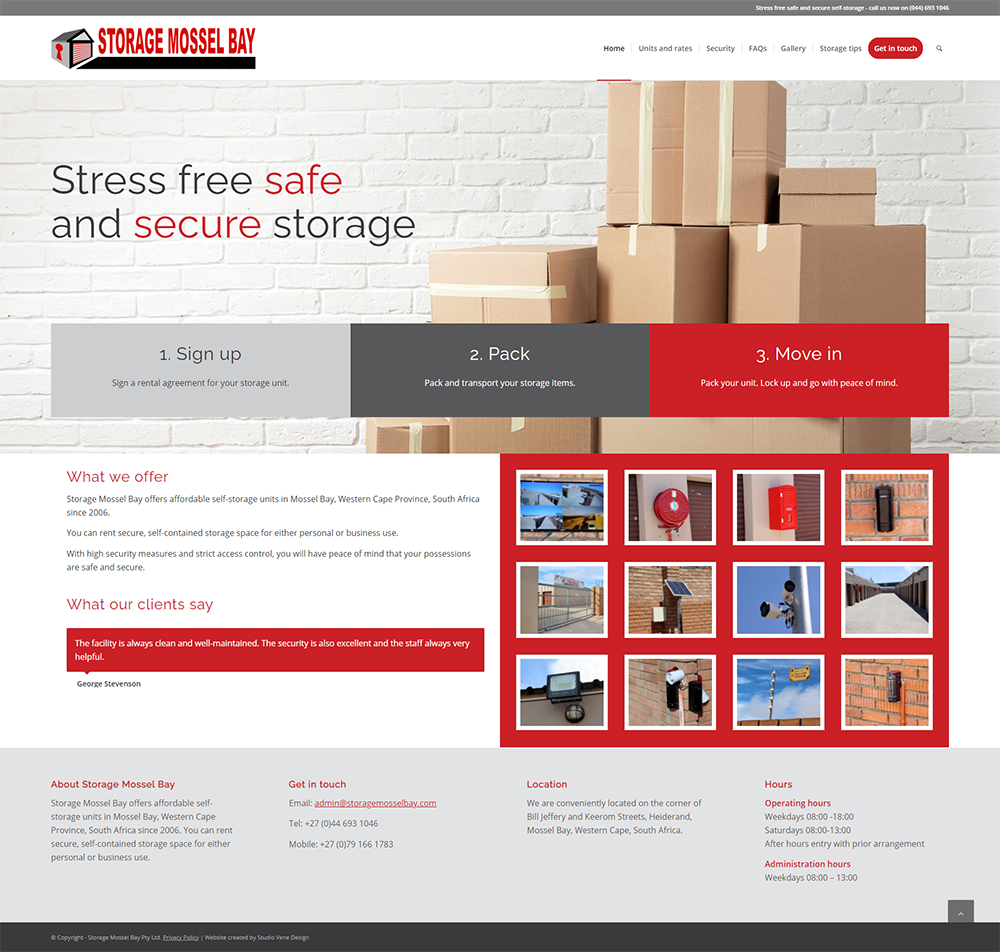 Storage Mossel Bay website home page
