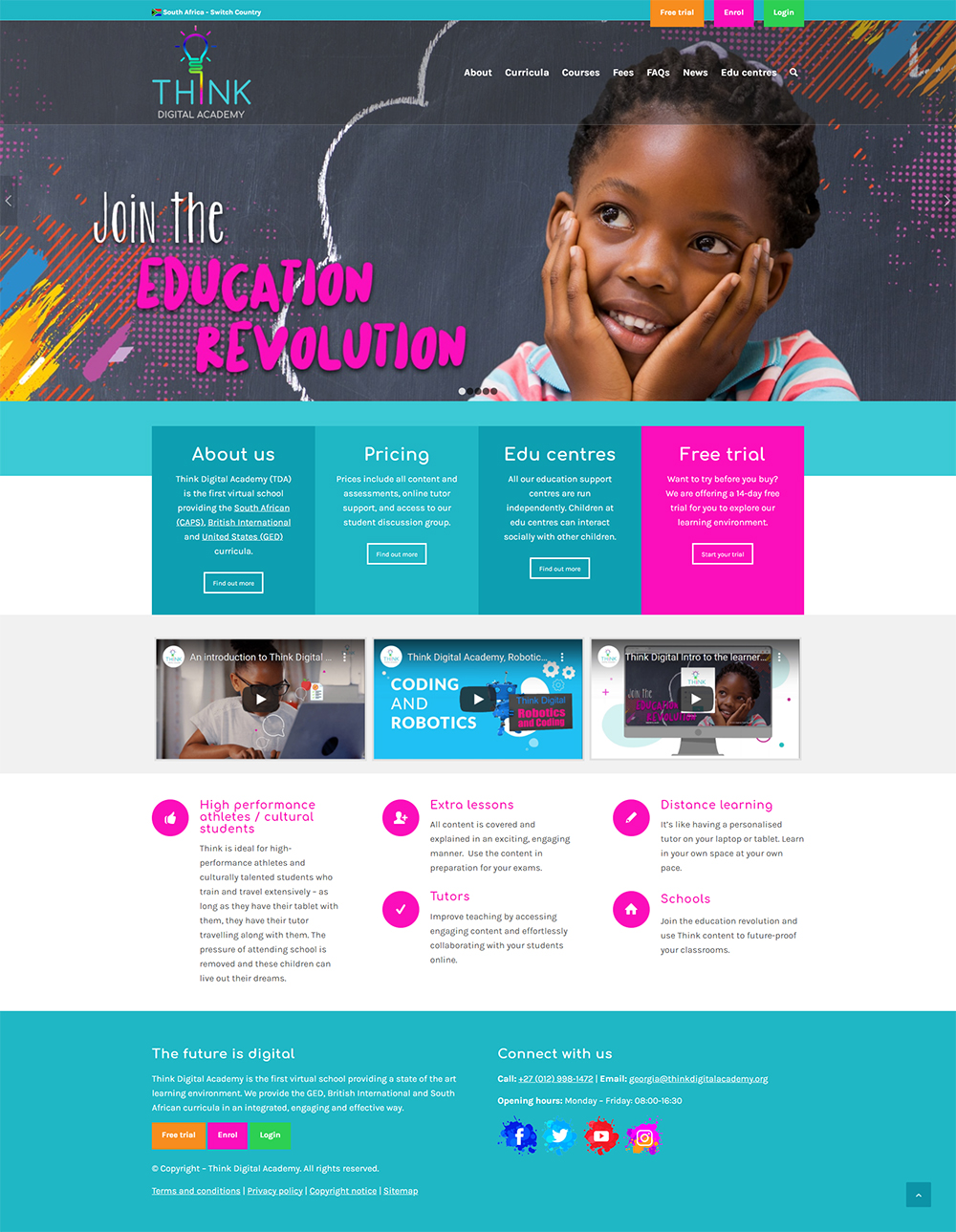 Think Digital Academy website home page