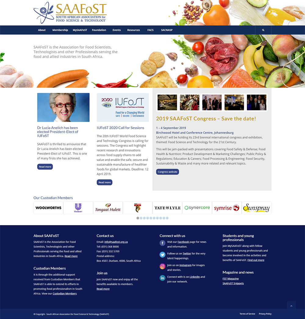 SAAFoST membership website home page