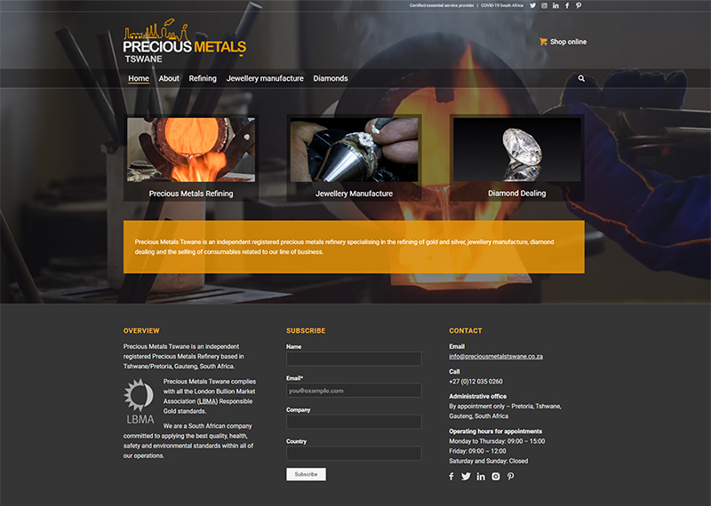 Precious Metals Tswane website