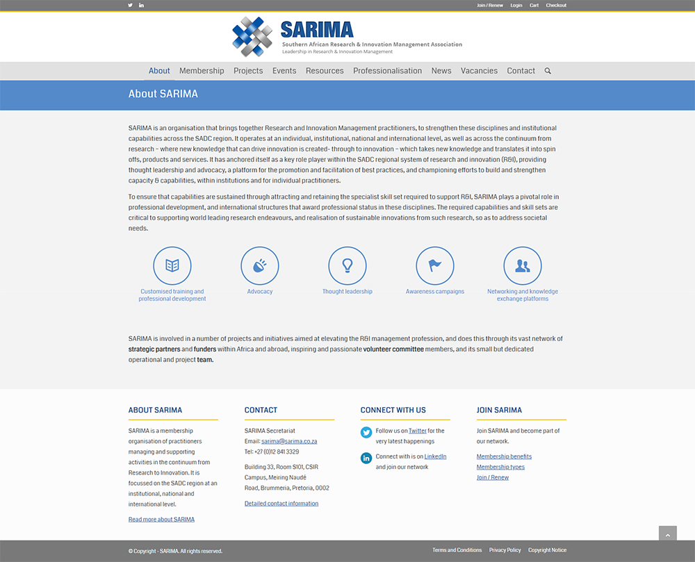 SARIMA website content page