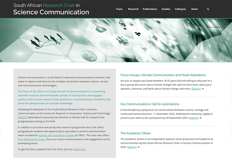 SciCOM – South African Research Chair in Science Communication website