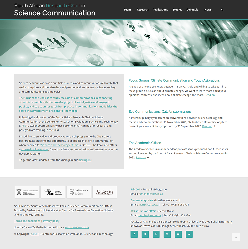 SciCOM – South African Research Chair in Science Communication home page