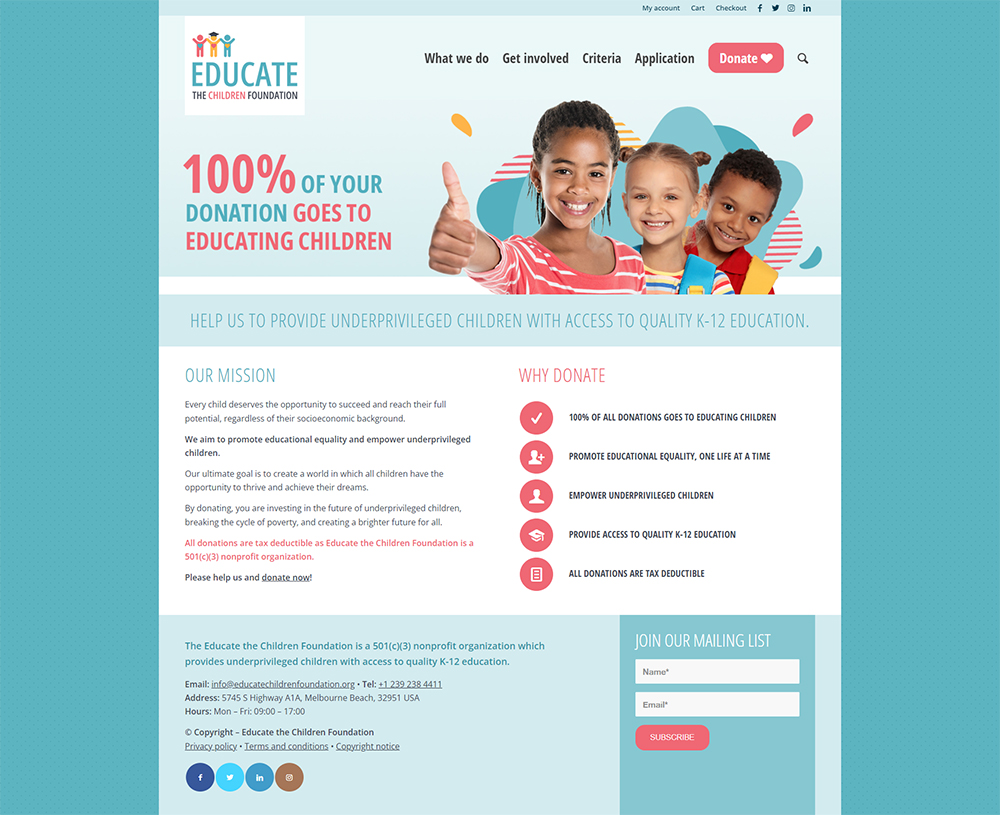 Educate the Children Foundation home page