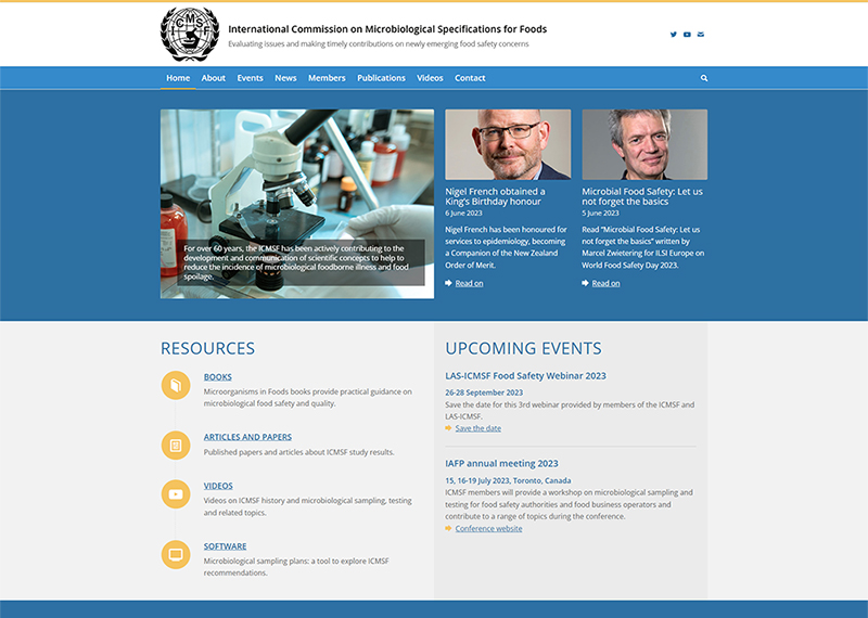 International Commission on Microbiological Specifications for Foods website