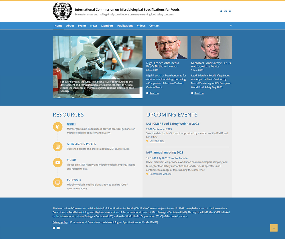 International Commission on Microbiological Specifications for Foods home page